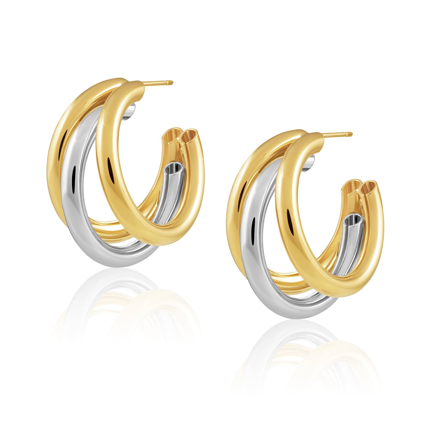 Lexi Two Tone Tri Hoop Earring