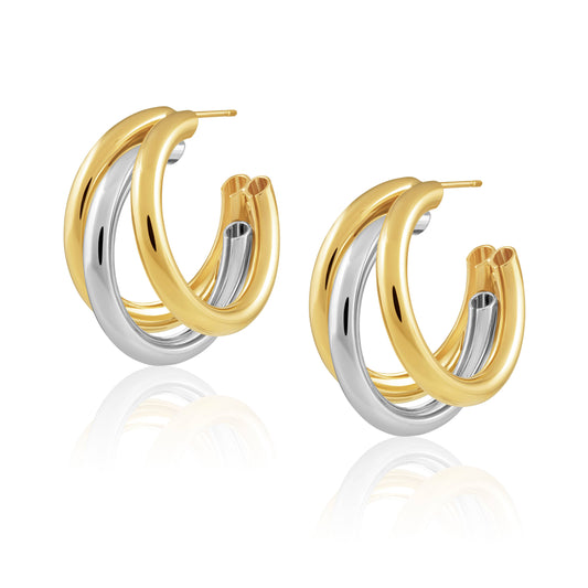 Lexi Two Tone Tri Hoop Earring