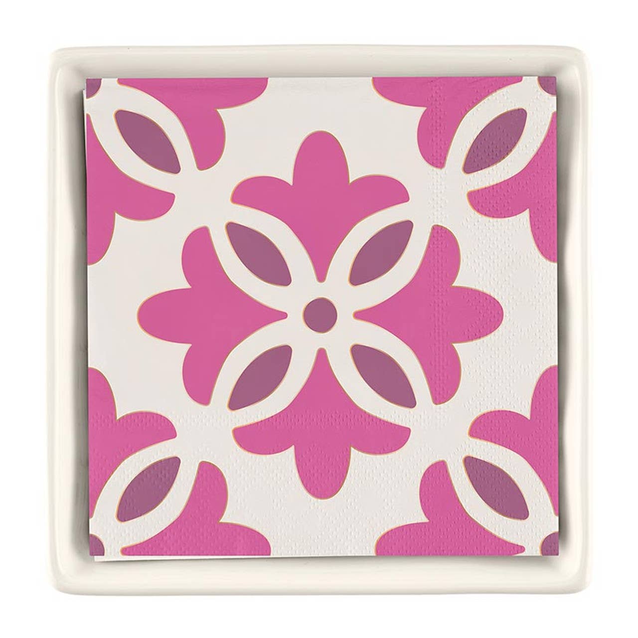 Ceramic Napkin Tray & Napkins - Moroccan Tiles