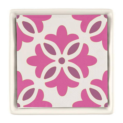 Ceramic Napkin Tray & Napkins - Moroccan Tiles