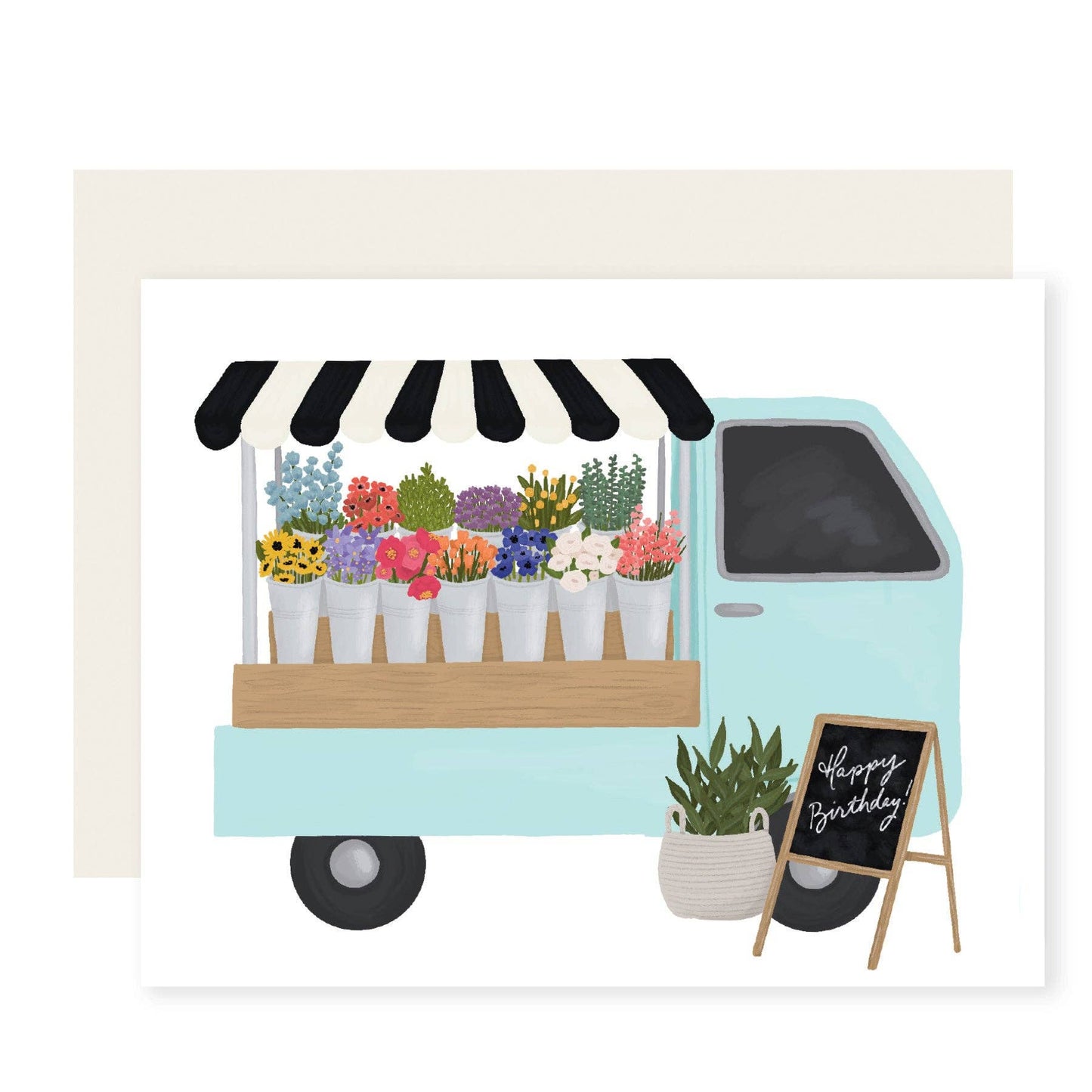 Flower Truck Birthday Greeting Card