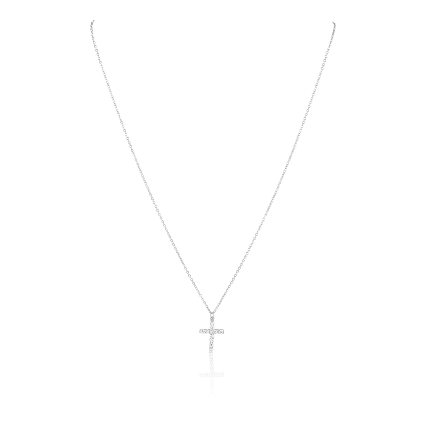 Classic Gold Faux Diamond Cross Necklace
