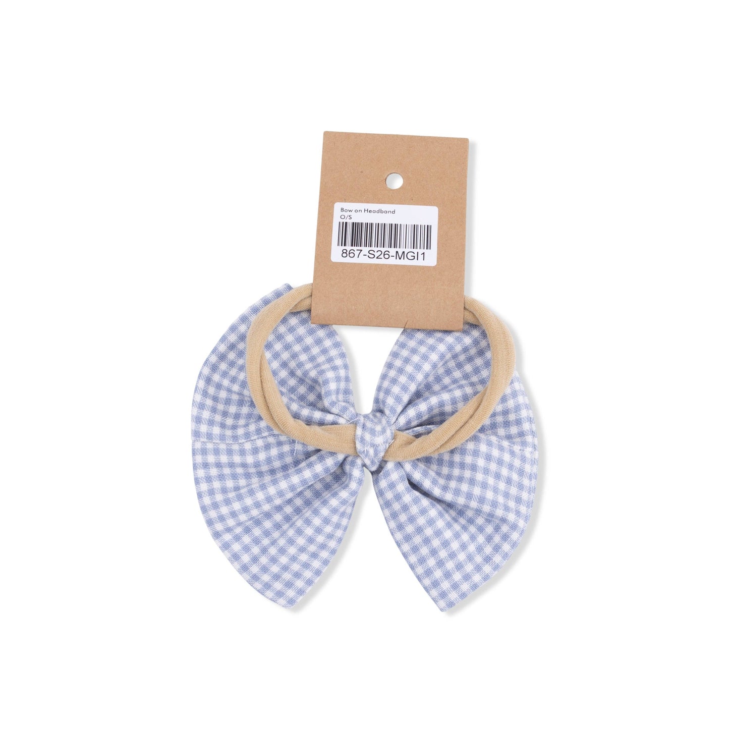 Angel Dear Micro Gingham Blue Blizzard | Bow on Headband