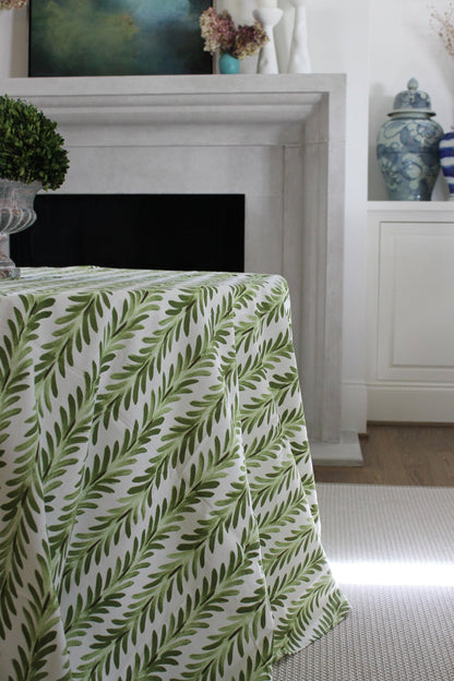 Ferns Tablecloth in Moss Green: 120" Round