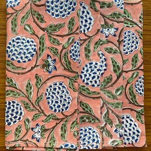 Dark Salmon Pink, Sage Green, Delft Blue Cotton Napkins: Set of 12 20x20 inch