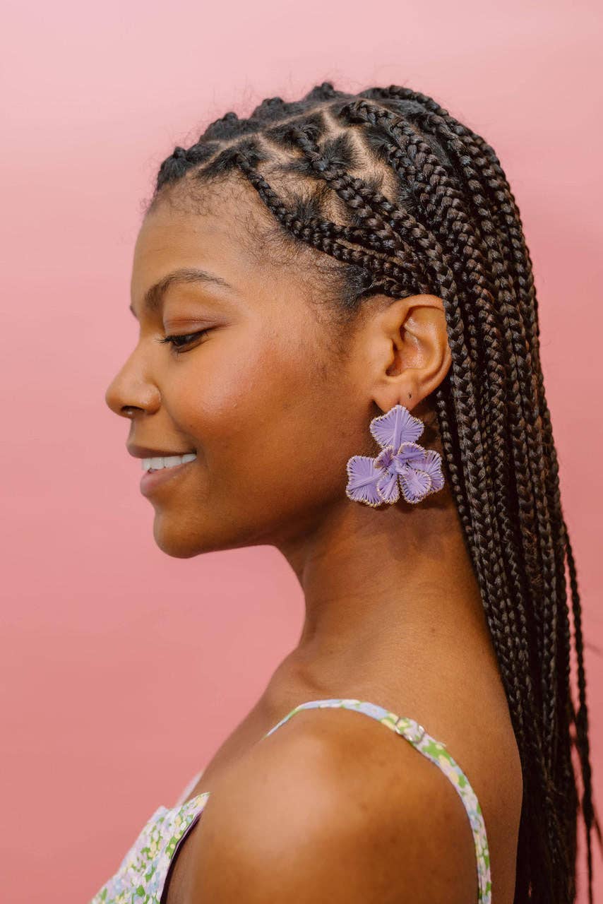 Lisi Lerch Kaia Natural Raffia Flower Earring