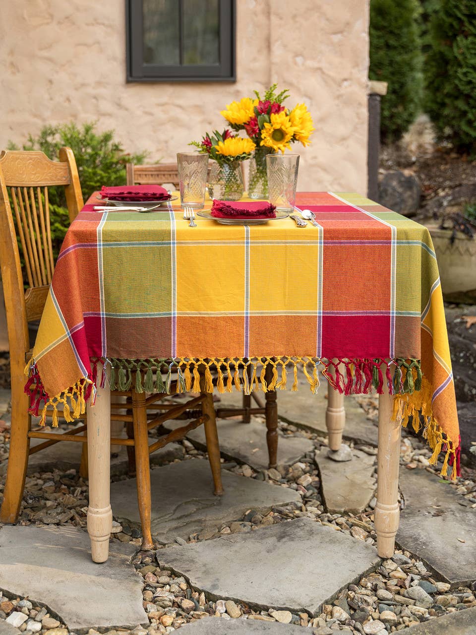 April Cornell Colorblock Plaid Tablecloth | 60x90