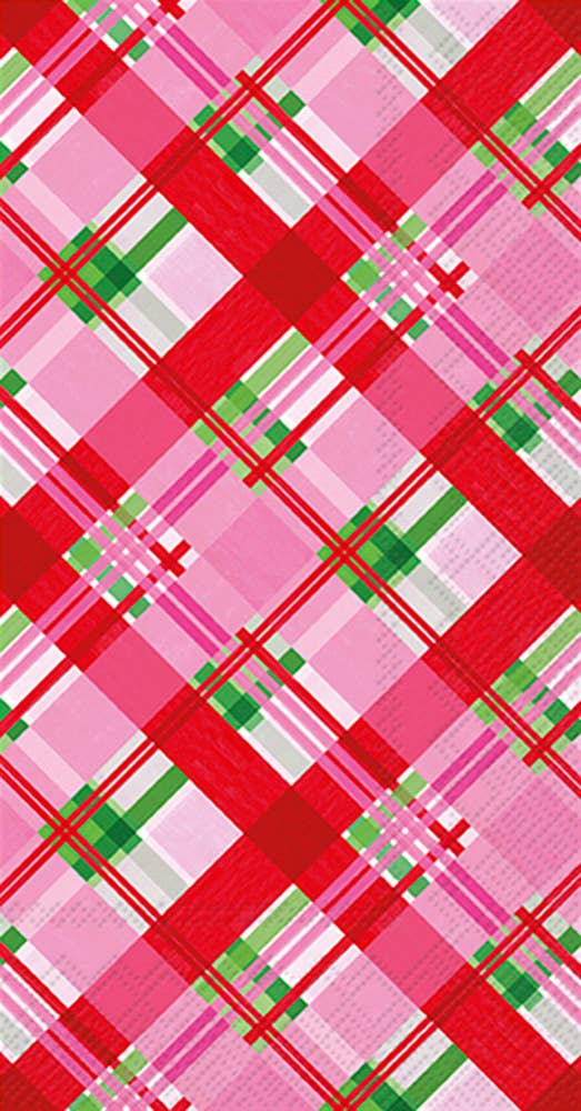 Pink Plaid Christmas Paper Guest Towels