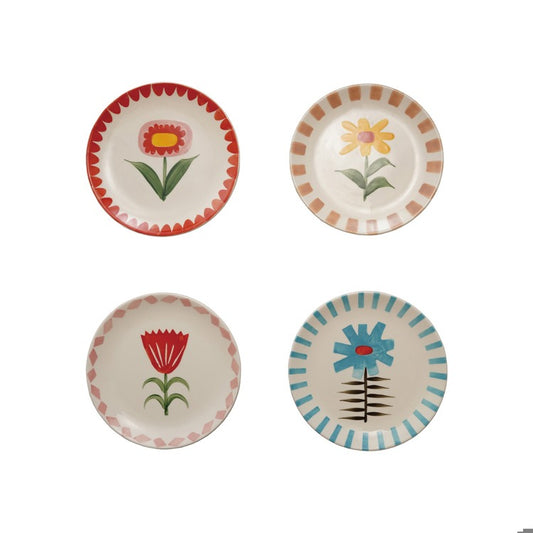 Stoneware Flowered Plate- 4 designs