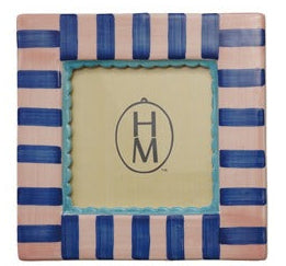 Blue Striped Square Stoneware Frame