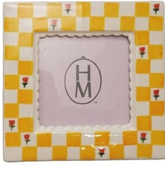 Yellow Checkered Square Stoneware Photo Frame