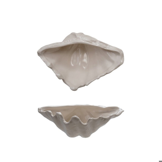 Stoneware White Shell Shaped Bowl