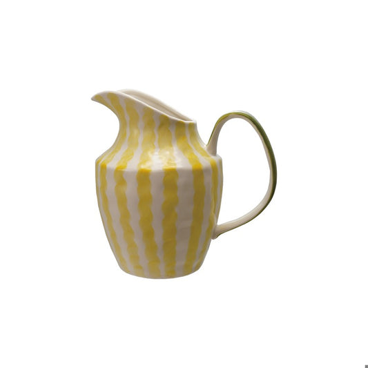 Stoneware Pitcher with Stripes