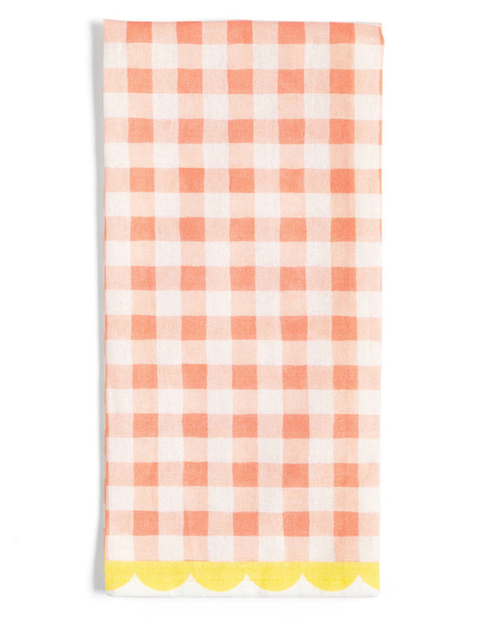 Peach Gingham Tea Towel