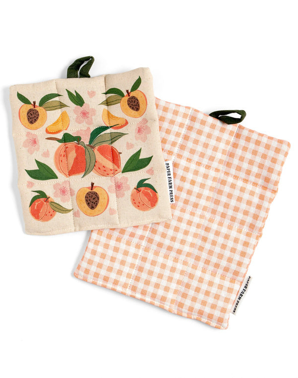Peach Blossom Potholder Set