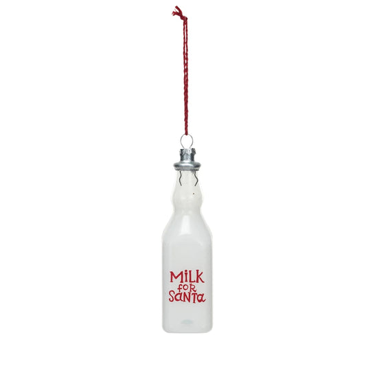 Glass Milk Bottle Ornament- Milk for Santa