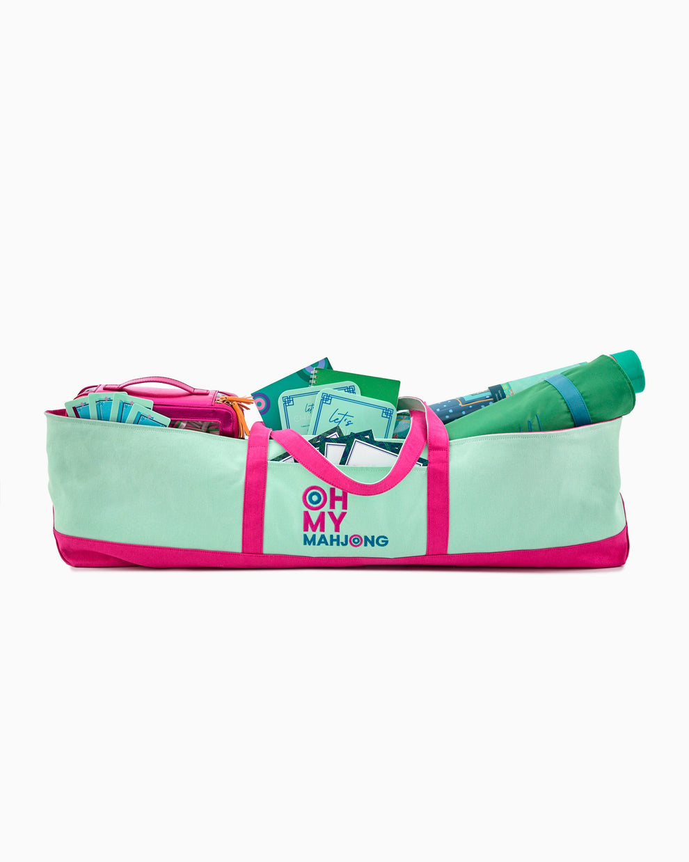 Oh My Mahjong Mat Storage Bag in Mint, Pink and Blue