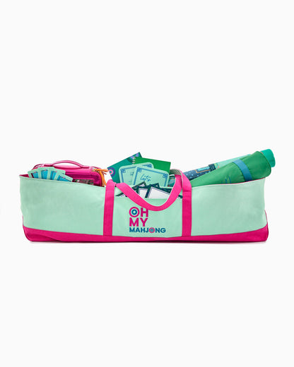 Oh My Mahjong Mat Storage Bag in Mint, Pink and Blue