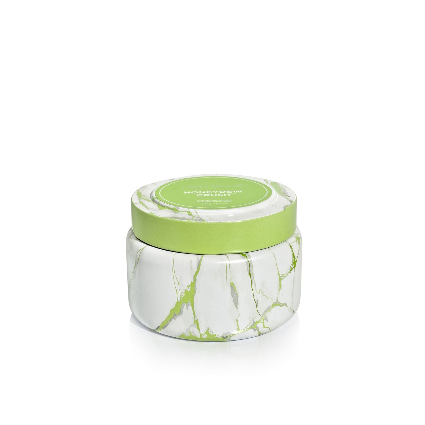 Honeydew Crush Modern Marble Printed Travel Tin Candle Capri Blue