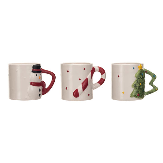 Stoneware Holiday Mug With Shaped Handle