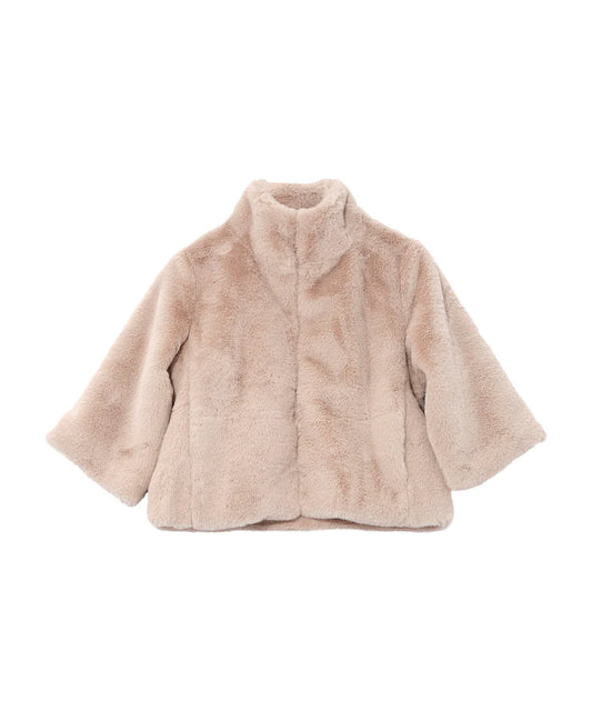 Sheared Mink Faux Fur Jacket- Pebble