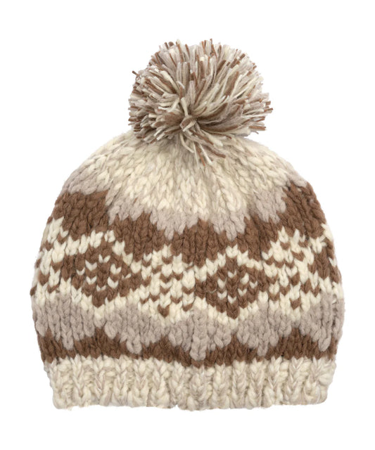 Graphic Fairisle Beanie- Pebble