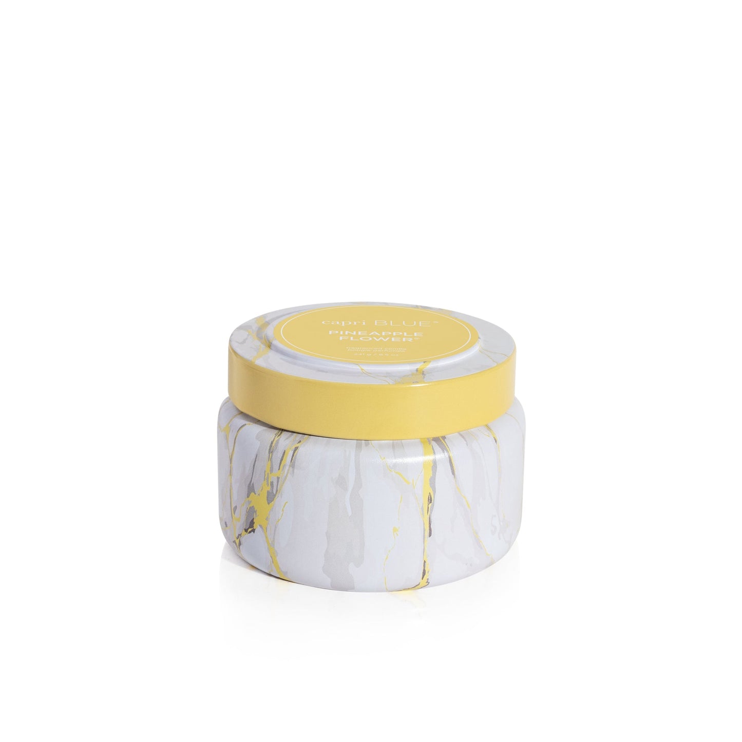 Pineapple Flower Modern Marble Printed Travel Tin Candle Capris Blue