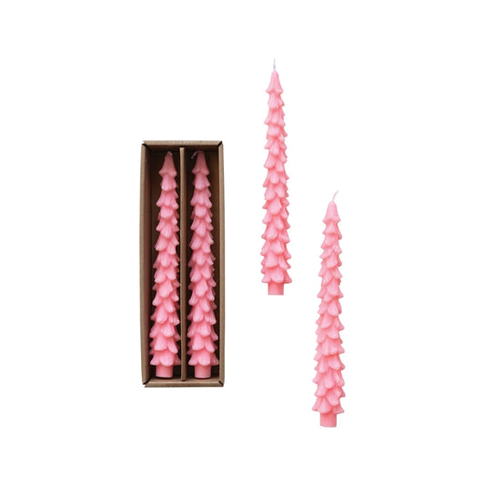 10" Unscented Tree Shaped Taper Candle- Pink