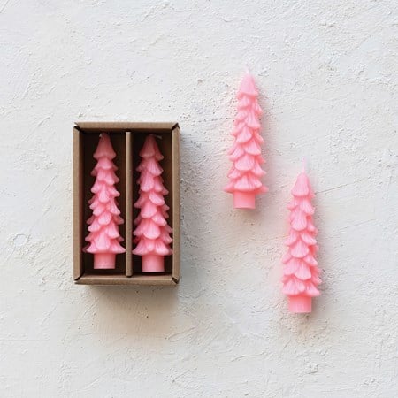 4.75" Unscented Tree Shaped Taper Candle- Pink