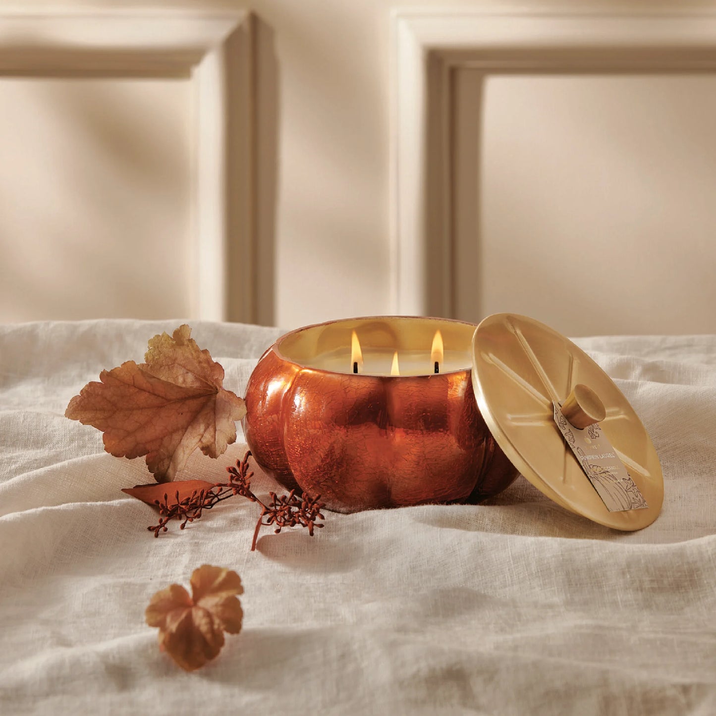 Thymes Large Glass Candle | Pumpkin Laurel 15 Oz