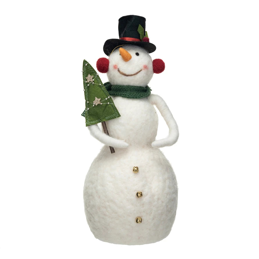 Wool Snowman With Christmas Tree