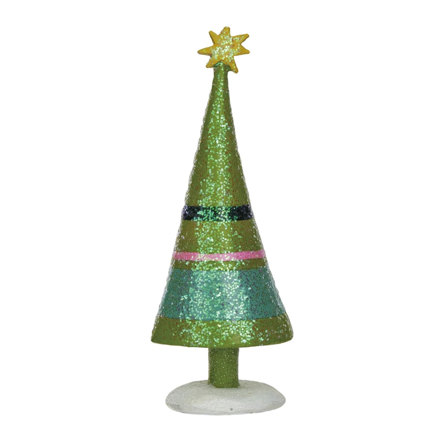 Resin Christmas Tree with Stripes, Stars and Glitter