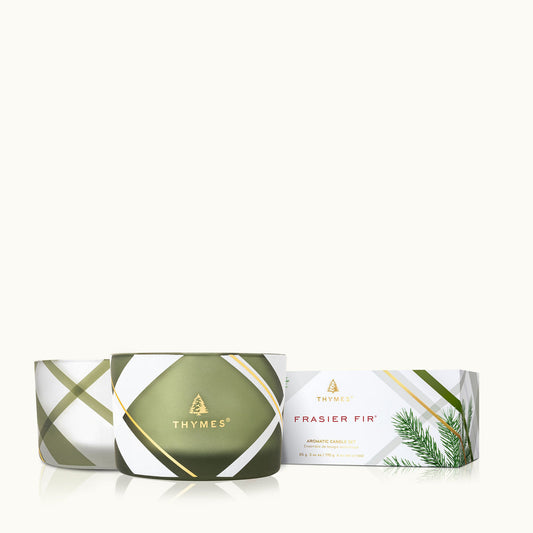 Frasier Fir Frosted Plaid Poured Candle Set