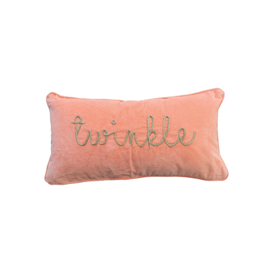 Twinkle Cotton Velvet Lumbar Pillow with Gold Thread