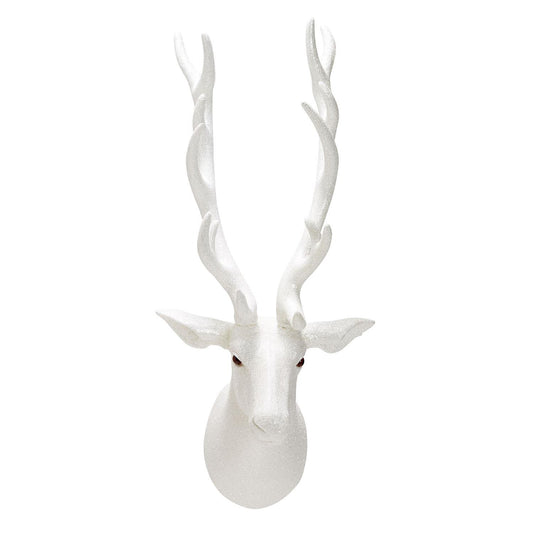 White Glitter Deer Head Decor
