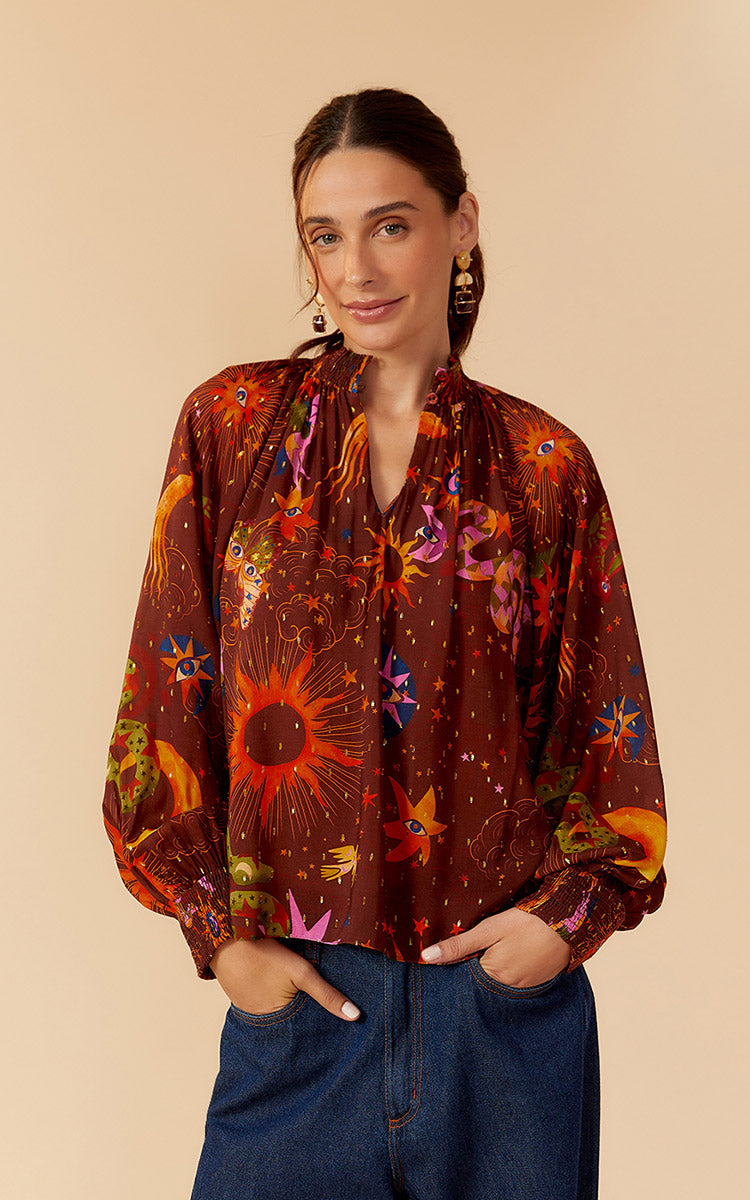 Fantastic Wine High Neck Blouse