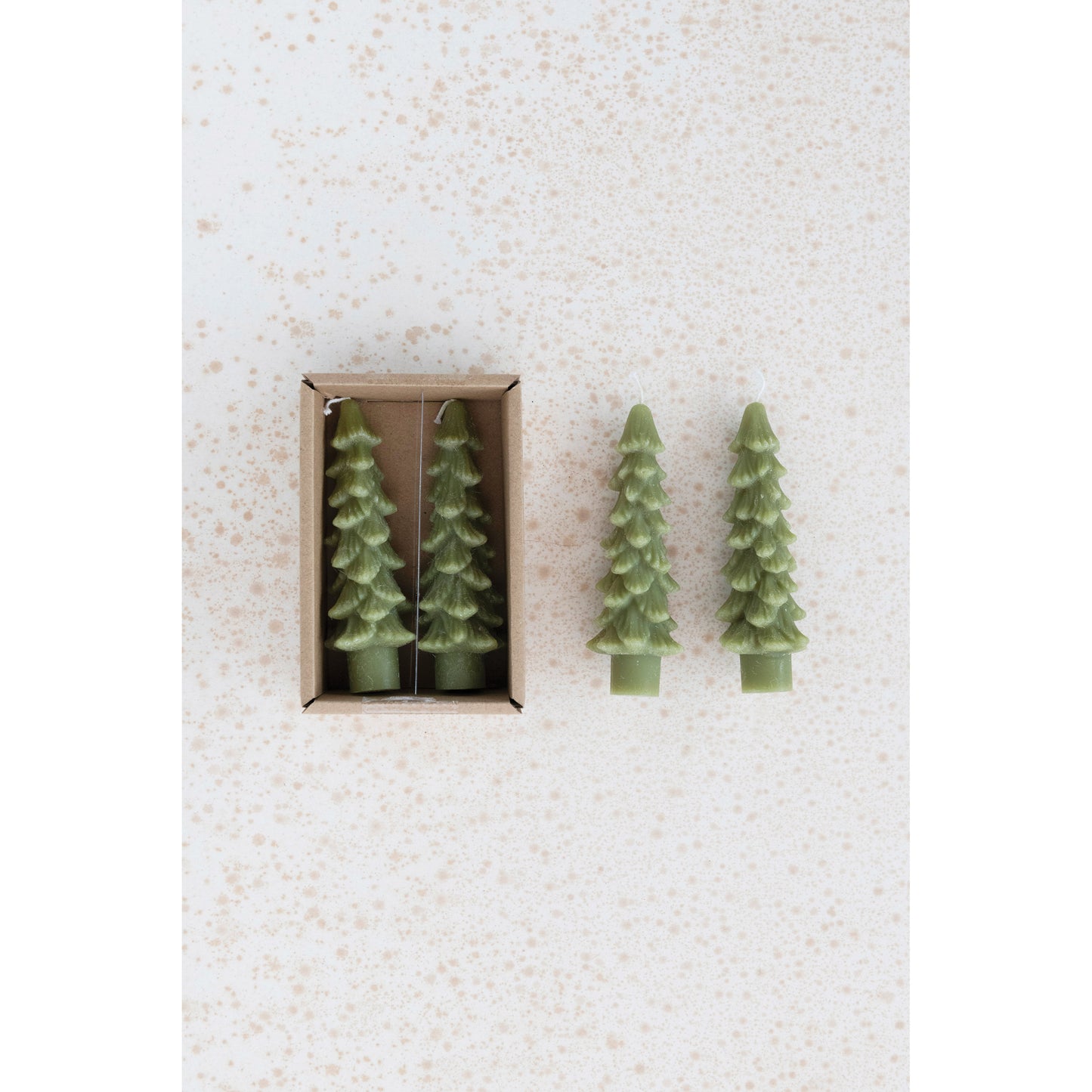 4.75" Dark Green Tree Shaped Taper Candles