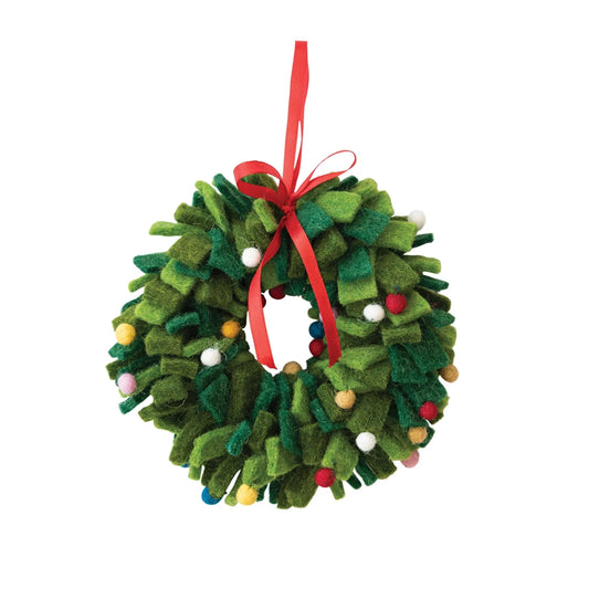 Handmade Wool Felt Pom Pom Wreath