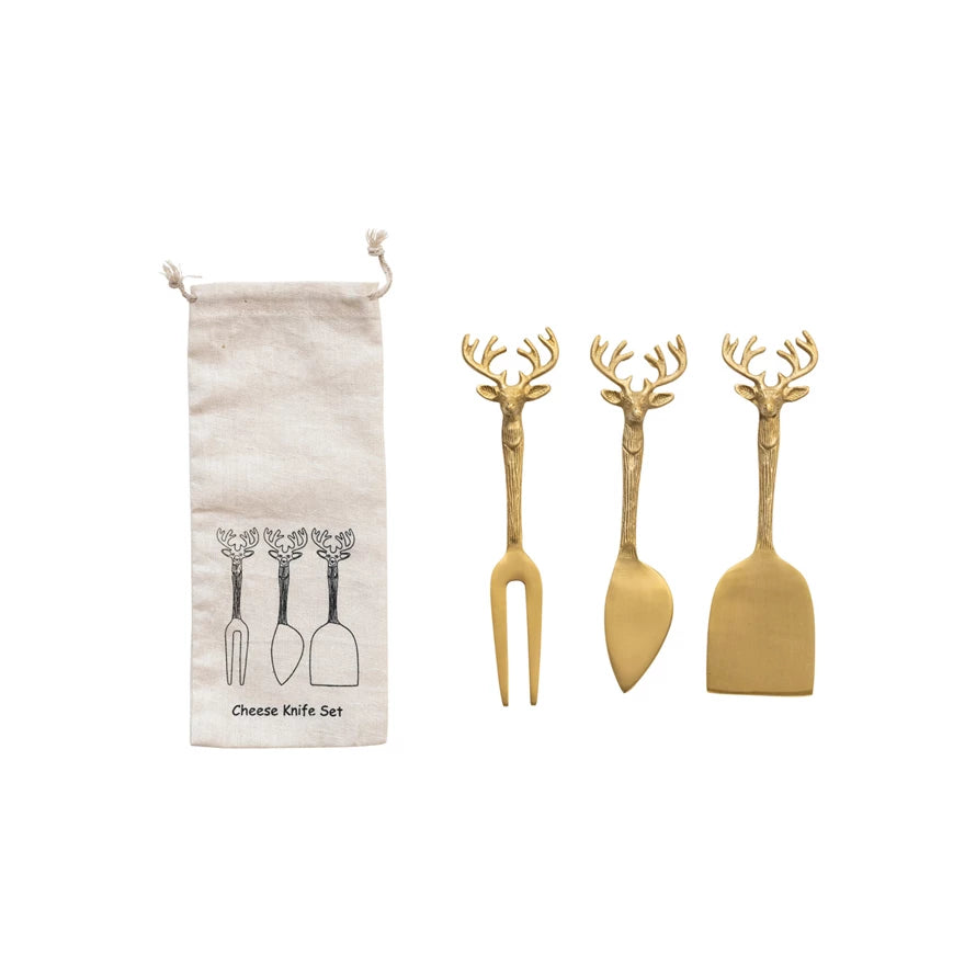 Set of 3 Reindeer Cheese Knives