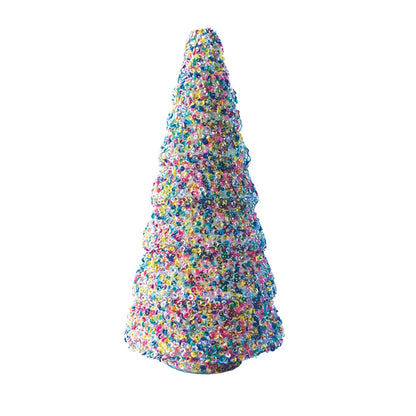 Multicolor Recycled Glass Tree with Sequins- 8.5 Inches