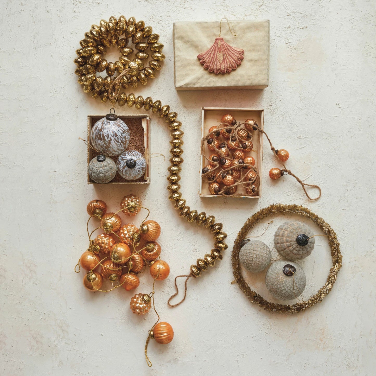 Brass Hammered Metal Bead Garland