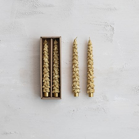 10" Gold Tree Shaped Taper Candles
