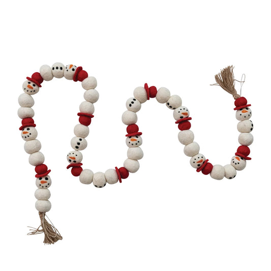 Handmade Wool Felt Snowman Garland