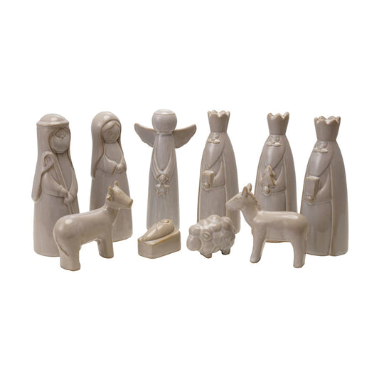 White Stoneware Nativity Set