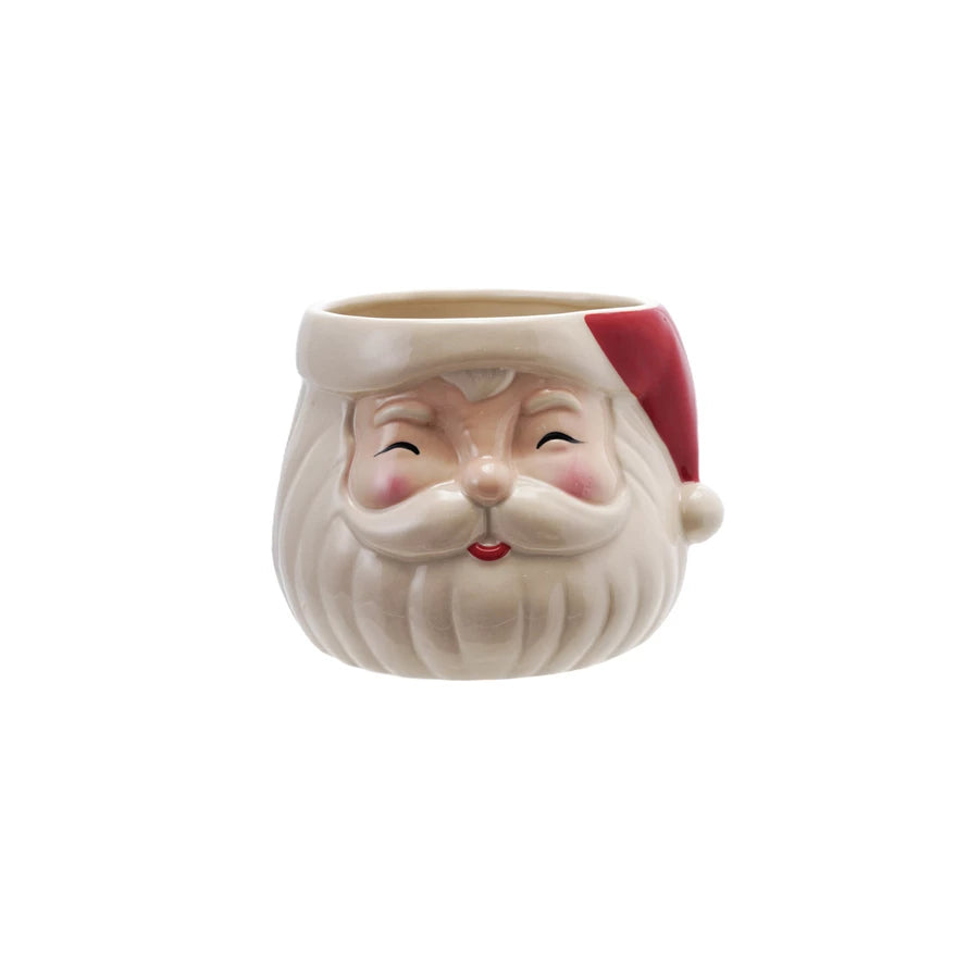 Stoneware Santa Head Shaped Planter