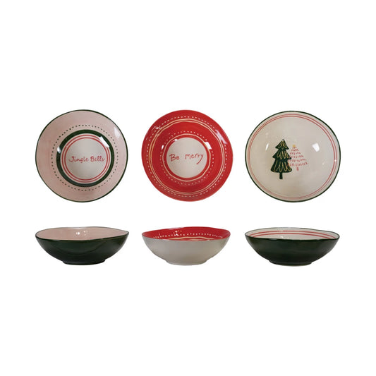 Hand-Painted Stoneware Holiday Bowl