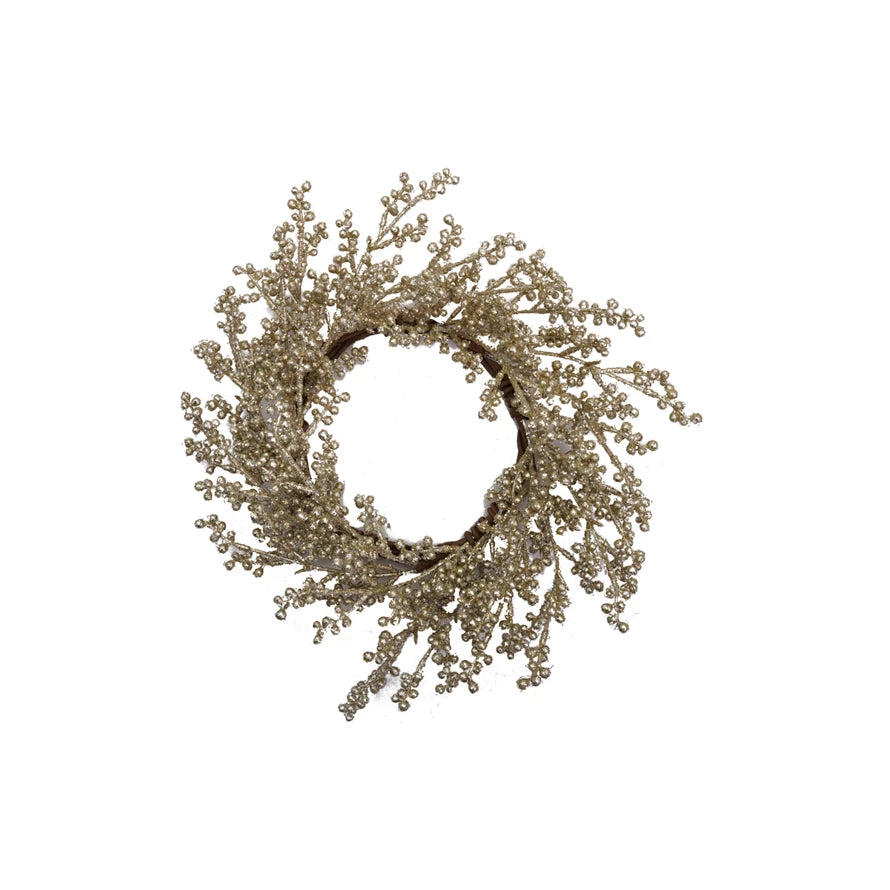 Antique Silver Finish Faux Round Berry Wreath