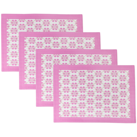 14"x19" Bright Pink Clover Placemats-Set of 4