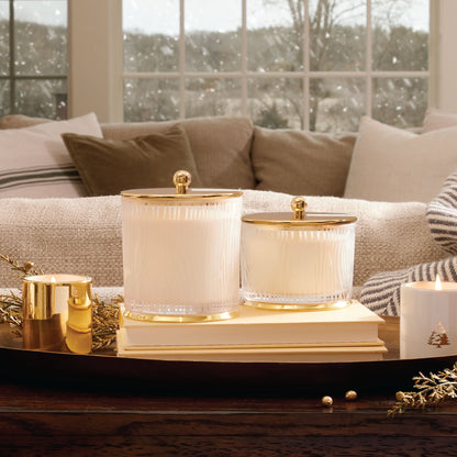 Thymes Frasier Fir Gilded Poured Candle Frosted Wood Grain