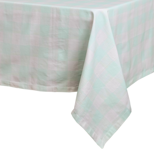 60"x90"Aqua/Pink Gingham Tablecloth